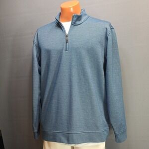 OXFORD Men's 1/4 Zip Size L Blue Light Striped